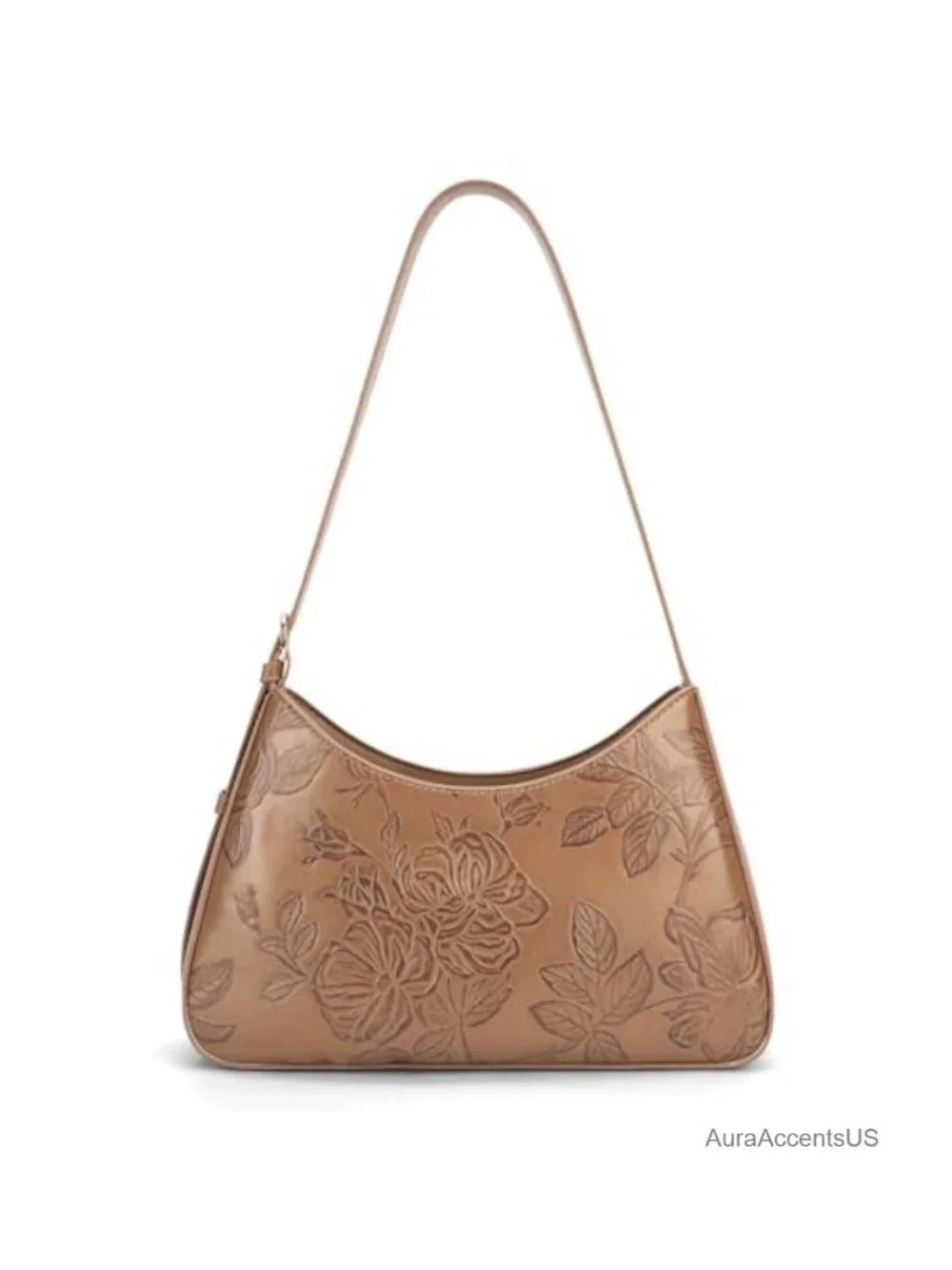 Embossed Vegan Leather Crescent Hobo Bag Clutch Underarm Purse Top-Handle